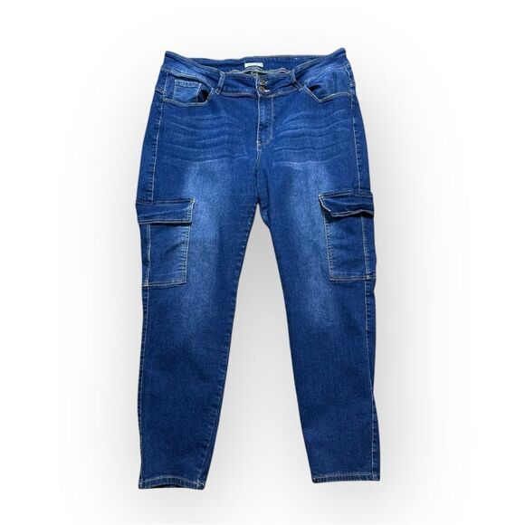 Blue Savy Cargo Jeans Women’s 22 Retro Blue Skinny Leg Denim - Picture 1 of 7